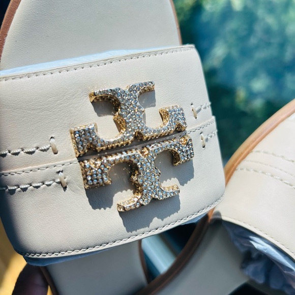NWT TORY BURCH - EVERLY SLIDE STETSON SOFT - DULCE DE LECHE CRYSTAL GOLD SIZE 9 - Picture 2 of 6